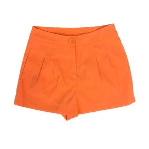 Neon Orange Forever 21 Pleated Shorts